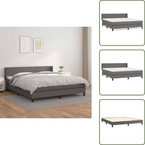 Betten & Bettgestelle - Living Boxspringbett mit Matratze Grau 160x200 cm Kunstleder