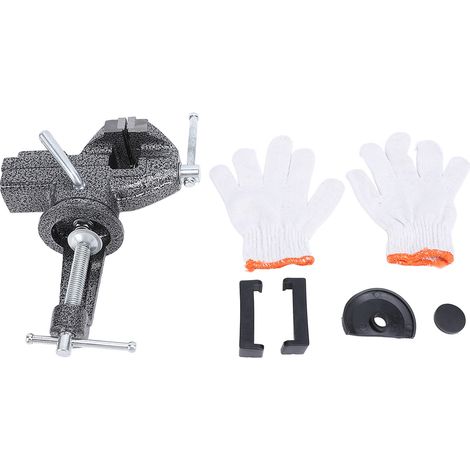 Schraubstock zum Spannen ohne Bohren, 60 mm Backenbreite, 65 mm Öffnung, 62 mm Spanntisch, 360° drehbarer Sockel, für Garage, Heimwerkerprojekte und Modellbau (1/5)