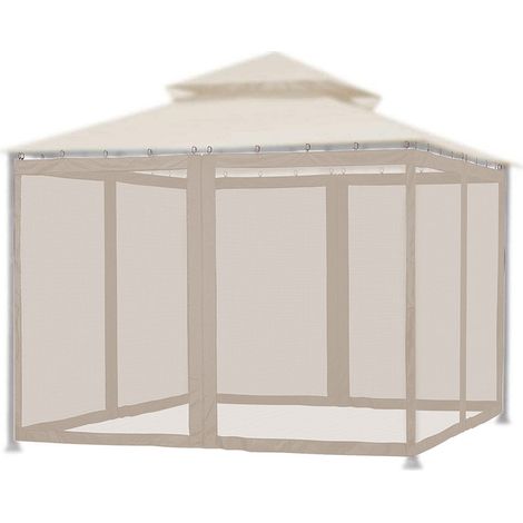 Moustiquaire pour parasol de patio Ecran pour véranda et extérieur 4 panneaux avec fermeture éclair (1/5)