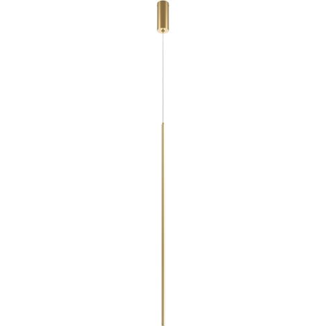 Maytoni Halo Lampadario a sospensione moderno, lungo e sottile, in ottone, 1100 lm, paralume bianco (1/5)