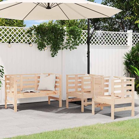 vidaXL Juego de muebles de jardín 3 piezas madera maciza de pino (1/5)