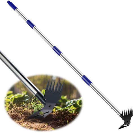 Diserbante manuale a manico lungo - 152 cm (60 pollici), rastrello a manovella e zappa da giardino 2 in 1, attrezzo robusto per giardino, prato, patio e orto.
