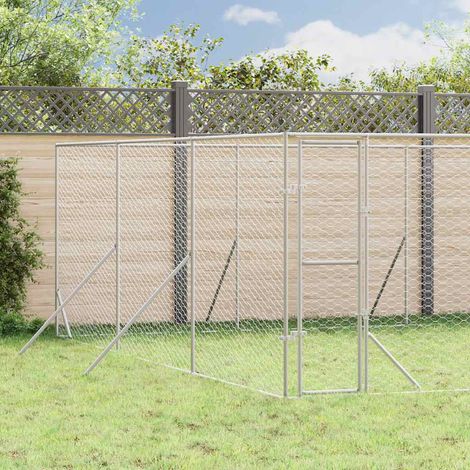 Outdoor-Hundezwinger Silbern 6x6x2 m Verzinkter Stahl