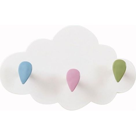 1 Pcs Crochets pour Porte-Manteau Nuage,3 Crochets Crochets pour Porte-Manteau Enfants en Plastique sans perçage Crochets muraux Nuage Auto-adhésifs et imperméables,adaptés à la Garde-Robe