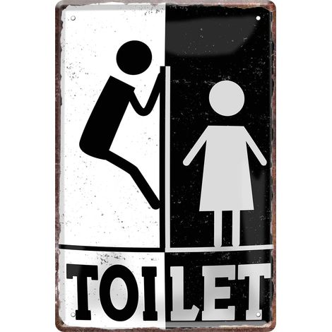 Plaque de toilettes humoristique « homme femme » - Décoration à suspendre - Pour salle de bain - Vintage - Cadeau d'anniversaire ou de Noël - 20 x 30 cm (1/5)