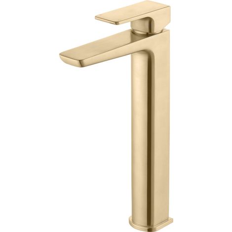 Signature Glide Mono Tall Basin Mixer Tap Single Handle - Brushed Brass (1/2)