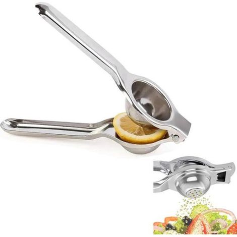 Exprimidor de cítricos, Exprimidor de limones de acero inoxidable, Exprimidor de limas, Exprimidor de naranjas, Prensa manual, Metal, Plata (1/5)