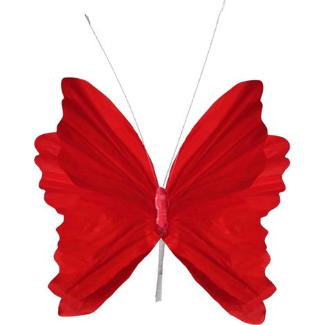 Guirlande De Couronne Florale - Papillon Et Fleur Artificiels - Décoration Extérieure Pour Mariage Fête Printemps Été - Rouge - 1 Pièce (1/5)