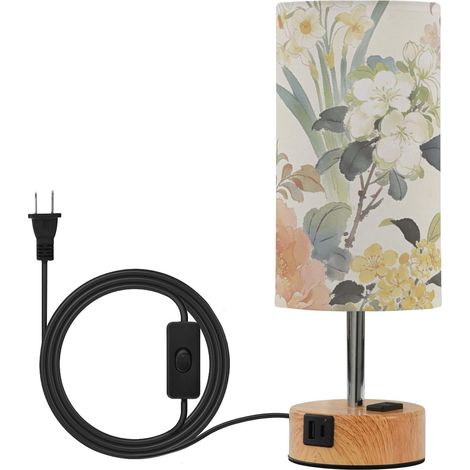 Yuiboo Petite lampe de chevet vintage avec abat-jour en tissu et (1/5)