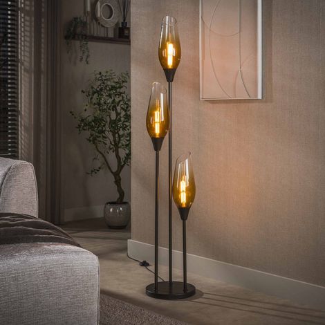 Moderne Stehleuchte Coco 3-flammig Glas braun