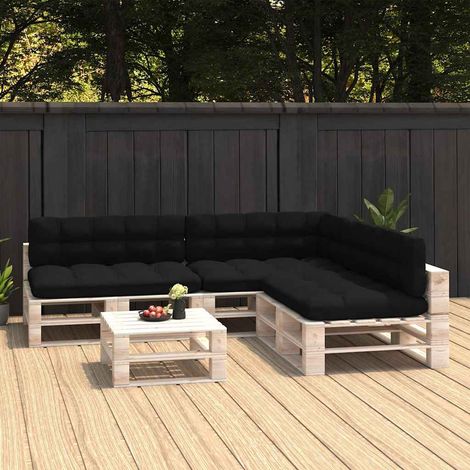vidaXL Cojines para sofá de palets 7 piezas negro (1/5)