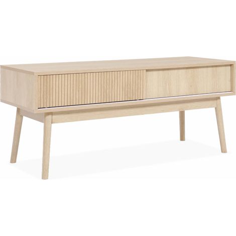 Meuble TV décor bois. 2 portes coulissantes L 115 x l 40 x H 48cm - Linear