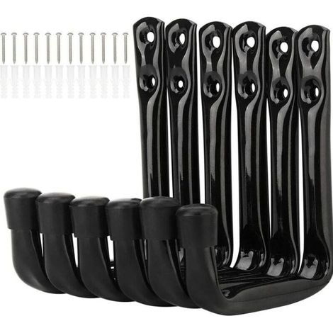 6 Pack Bike Wall Hooks, Heavy Duty Garage Storage Hooks with Screws (1/5)