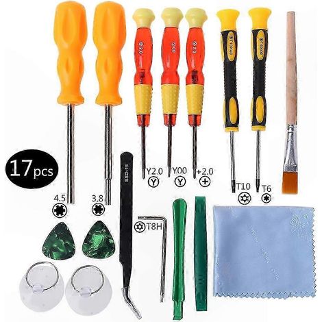 Kit de tournevis 17-en-1 avec embouts de sécurité Triwing pour réparation de consoles Switch, Wii, NES, SNES, DS Lite, GBA et New 3DS - outil complet de maintenance. (1/5)