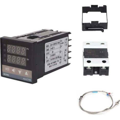 REX-C100 Regolatore di temperatura PID, Kit termostato digitale AC110V-240V, 0℃400℃, Regolatore di temperatura digitale a LED con allarme -Crezuo