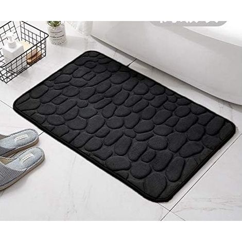 Mat of bath non-slip in foam to memory of shape, absorb and washable in machine  50 x 80 cm, black (1/5)