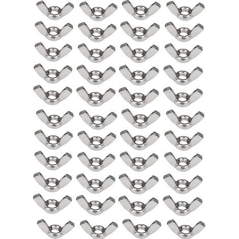50 x 304 jeu d'écrous à oreilles en acier inoxydable M6 (1/4 pouce) écrou papillon matériel de fixation à torsion à la main (1/5)