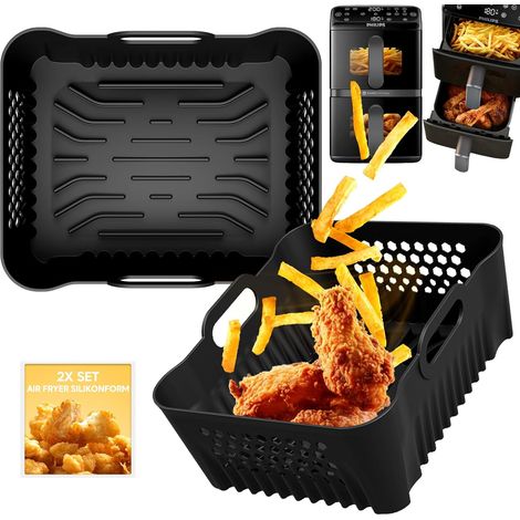 2 Moule Silicone Air Fryer, Résistant 240°C, Antiadhésif, Pour Friteuse Double Zone 8,5L-10L