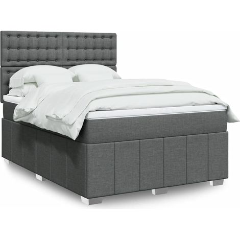 Boxspringbett mit Matratze Dunkelgrau 140x190 cm Stoff