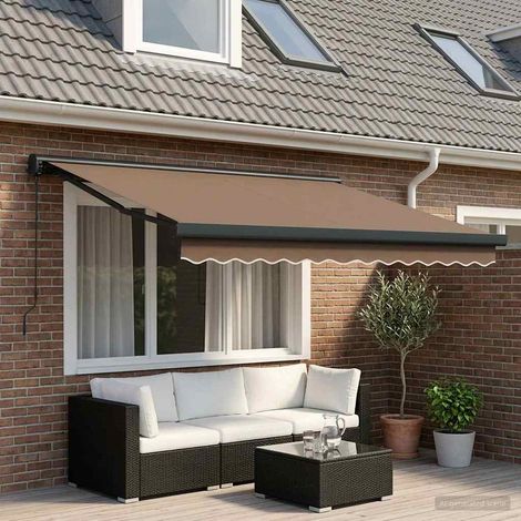 Teenpull – Ausziehbare Markise Taupe 300 x 250 cm Stoff und Metall (1/5)