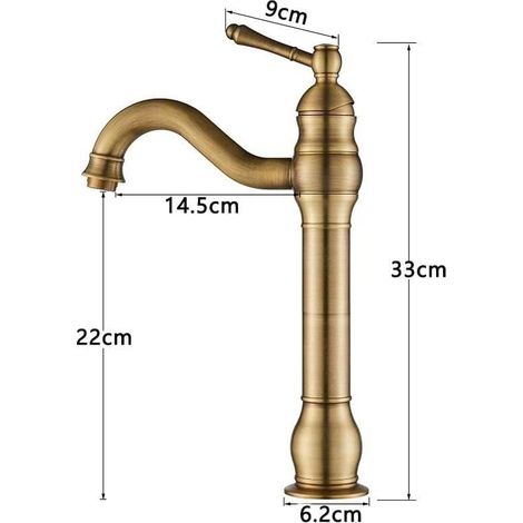 Bec pivotant 360° laiton vintage – Modèle A pour vasque et évier – Mitigeur rétro polyvalent