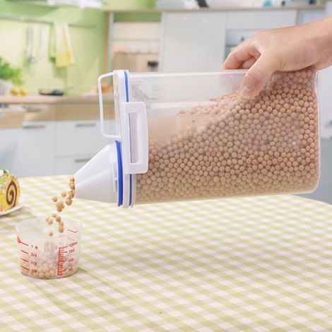 Boîte De Rangement Pour Riz - Boîte À Céréales En Plastique Transparente 2 L - Pour Cuisine Intérieure - 1 Pièce (1/5)