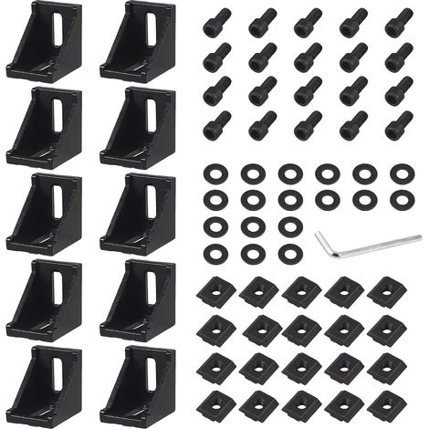 10 Pièces Équerres de Fixation 4040 pour Profilé à Rainure 8mm  Connecteur d'Angle Aluminium  Support Joint à Angle Droit avec Boulons M612mm (1/5)