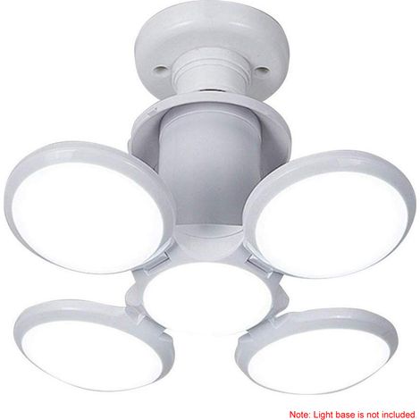 Éclairage LED déformable pour garage, sous-sol et sous-sol, ampoules LED E26/E27, plafonnier lumière du jour avec 4 panneaux réglables, idéal pour atelier, salon, établi ou entrepôt. (1/5)