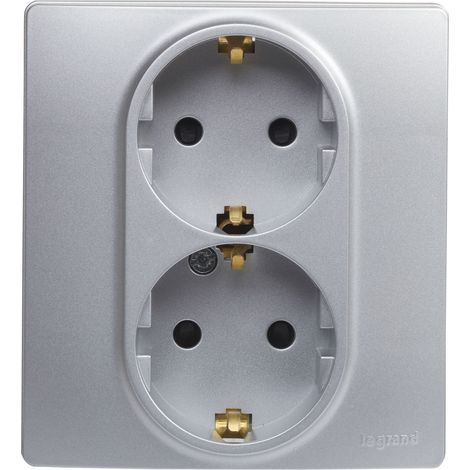 Interruptor Conmutador Doble 10A Legrand 396488 en Color Aluminio. Gama Niloé monoblock, mecanismo completo. (1/3)