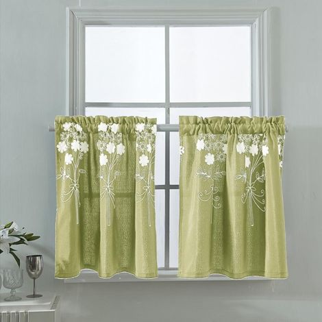 Rideau Court - 74 x 61 cm - Coton Polyester - Occultant Partiel 40-70 % - Pour Fenêtre Petite Cuisine Salle De Bain Salon - 1 Pièce (1/5)