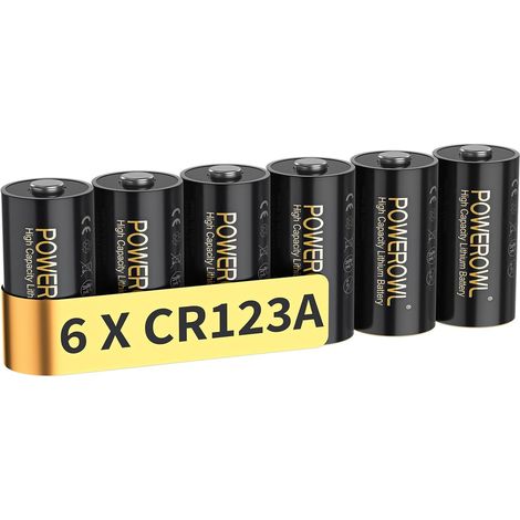 CR123A Piles au Lithium 6 Pièces 3 V, Haute Capacité 123 A 123 C123 Piles, Puissance Longue Durée (1/5)