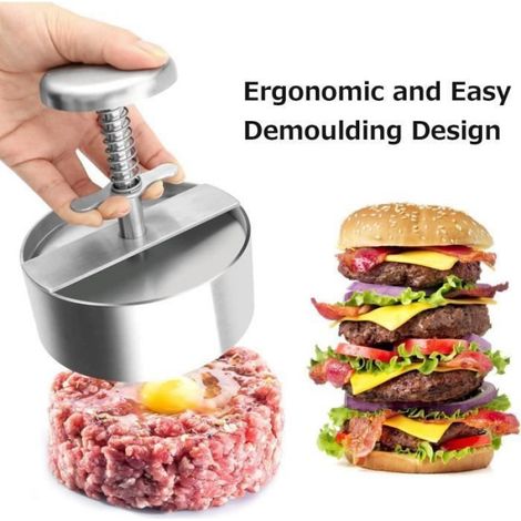 Presse Burger 304 Acier Inoxydable Presse Hamburger Ajustable Steak Hach Presse Burger Facile Utiliser PRESSE A HAMBURGER (1/4)