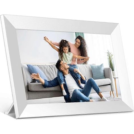 Cadre photo numérique intelligent Wi-Fi 10,1 pouces 32 Go, écran tactile IPS HD 1280 x 800, fixation murale, prise européenne (1/5)