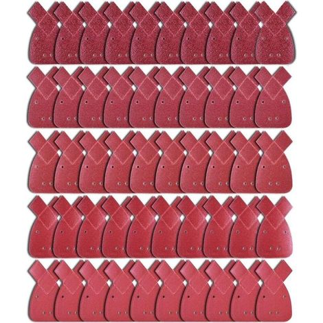 50 Stück Schleifblätter, Schleifblatt, 10 x Körnung 40/60/80/120/240, Schleifpapier, Schleifdreiecke, passend für Black und Decker Detail Palm Sander - Crezuo (1/4)