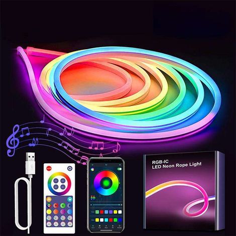 5 Meter lange Ambiente-Lichterkette, RGB+IC-Farbverlauf, unterstützt App-Steuerung und Musiksynchronisation, IP65 wasserdicht, für Schlafzimmer, Wände (1/3)