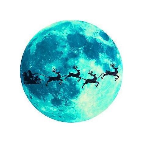 Sticker mural autocollant pour enfants, autocollant imperméable avec des éléments classiques de Noël hivernaux qui brillent sous les étoiles la nuit (1/5)