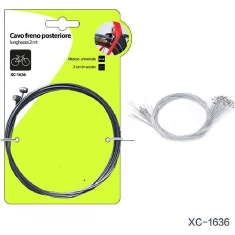 Trade Shop - Set 2pz Cavo Freno Posteriore In Acciaio 2mt Attacco Universale Per Bici Xc-1636 -