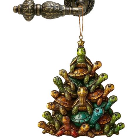 Décoration Tortue de Mer pour Sapin de Noël Ornement Tortue Noël 2D pour Pendentif Animal pour Fenêtre Porte Mur Cheminée Salon (1/5)