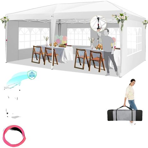 Caseta de jardín plegable, fácil montaje, diseño impermeable, color blanco. (1/2)