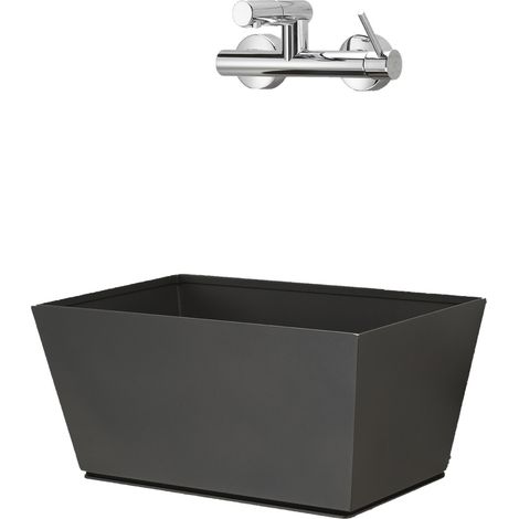 Fontana a Parete da Giardino con Miscelatore e Vasca Belfer 42/PRQM Antracite (1/5)