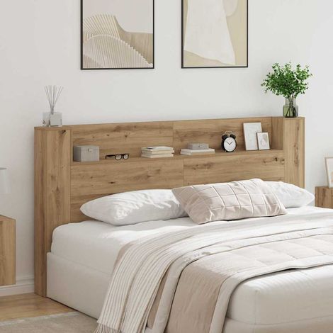 Vidaxl – Tête de lit de rangement avec LED RGB – Étagère intégrée – Construction en bois d'ingénierie – Éclairage USB pour ambiance cosy