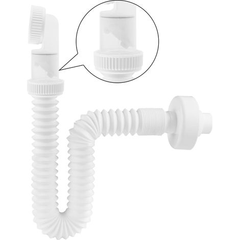 Siphon Lavabo,Siphon 1 1/4 Pouce,Siphon Gain de Place Pour la Salle de Bain, Siphon Réglable à 360° Pour Lavabo, Tuyau D'évacuation Avec Siphon Anti-Odeur, Blanc (1/5)