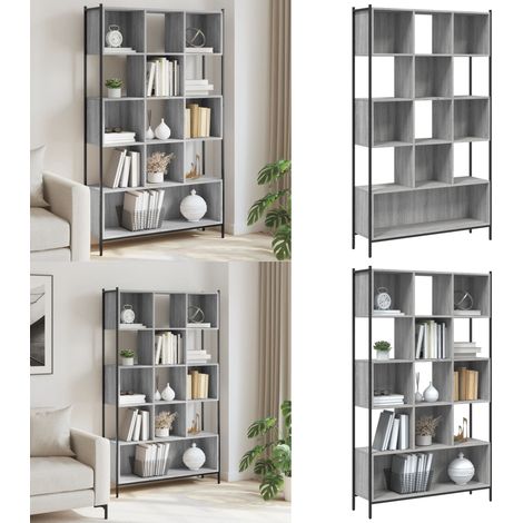 Bibliothèque sonoma gris 102x28x172 cm bois d'ingénierie - Bibliothèque Murale - Bibliothèque Design - Étagère Moderne - Meuble Rangement - Bibliothéque Grise - Home & Living (1/5)