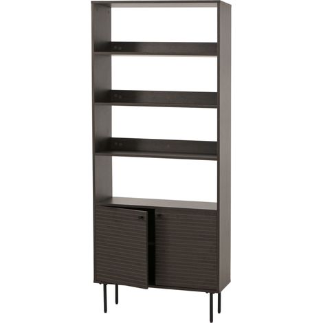 Bibliothéque HWC-N78, bibliothéque haute, style scandinave métal bois mélamine MVG 200x80x (1/5)