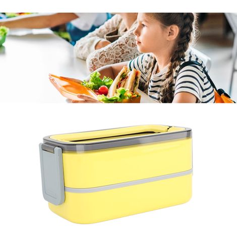 Isolierte Lunchbox aus Edelstahl im japanischen Stil, mit abgedichtetem Fach für Schüler, mikrowellengeeignet, gelb. (1/5)