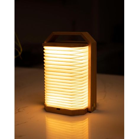 Lampe de Table en Bois avec Poignée, Lampe Lanterne Japonaise, Lumière Ambiante, Lampe d'Ambiance, Lampe LED Rechargeable pour Maison (1/5)