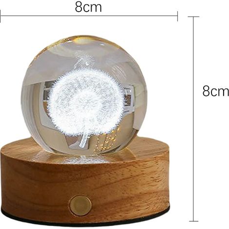 (E) Boule de cristal 3D de 6 cm, veilleuse planète en cristal, gravure laser, décoration astronomique (1/5)