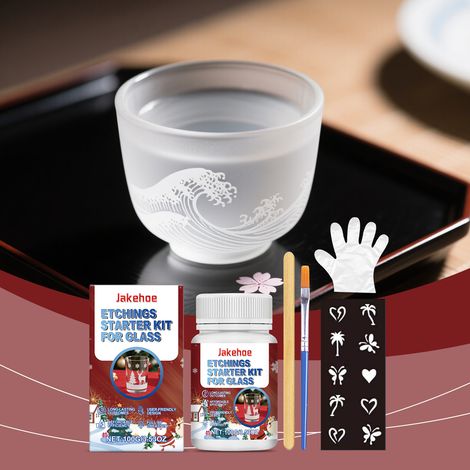 Engraving set for frosted glass, lightfast engravings for mugs, handy format, artistic style – 100 g + brush + stirring stick + a pair of disposable gloves (1/5)
