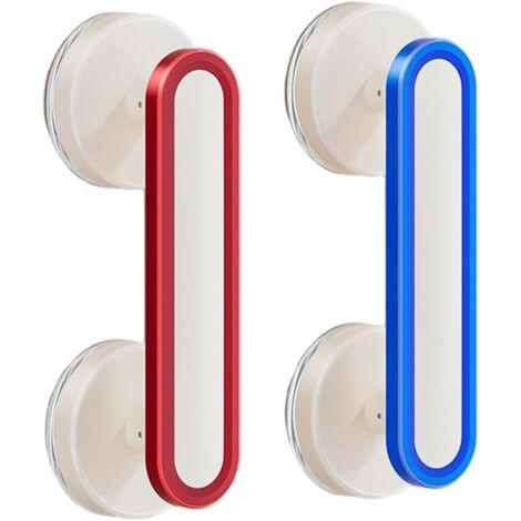 Poignée de placard en ABS à ventouse pour porte en verre, sans perçage, avec fermeture sous vide, poussoir lisse, pour tiroir de réfrigérateur, fenêtre et porte coulissante (rouge) (E) (1/5)