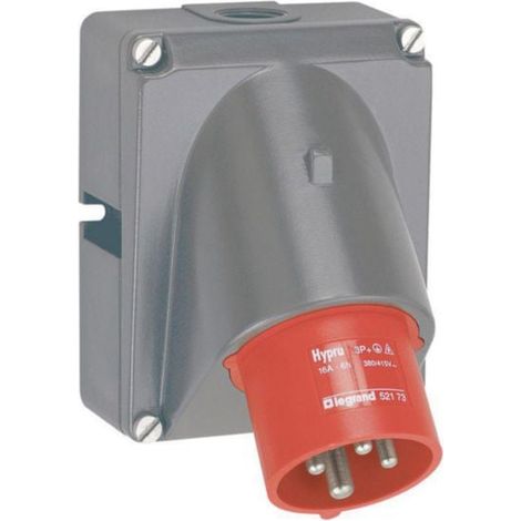 Fiche inclinée Hypra IP44 32A - 380V à 415V - 3P+T - plastique - LEGRAND